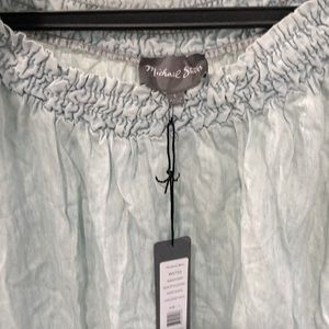 New with tags on Michael stars, bleach wash smocked off the shoulders dress.